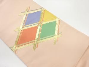 金通し菱模様織出し袋帯